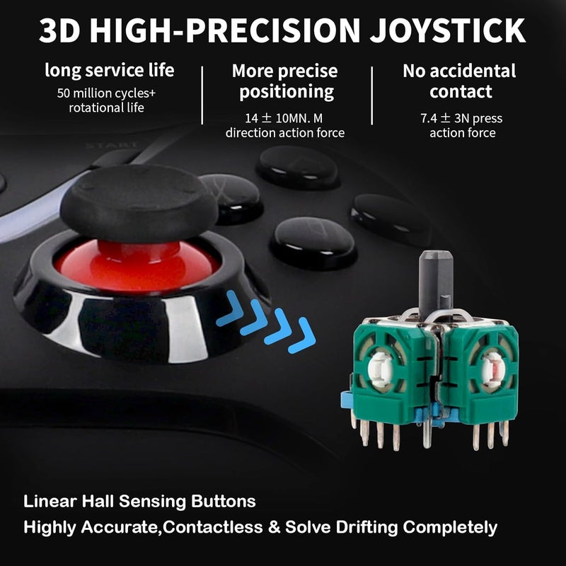 ROTOMOON Wireless Game Controller with LED Lighting Compatible with Xbox One S/X, Xbox Series S/X Gaming Gamepad, Remote Joypad with 2.4G Wireless Adapter, Rechargeable Battery - Image 3